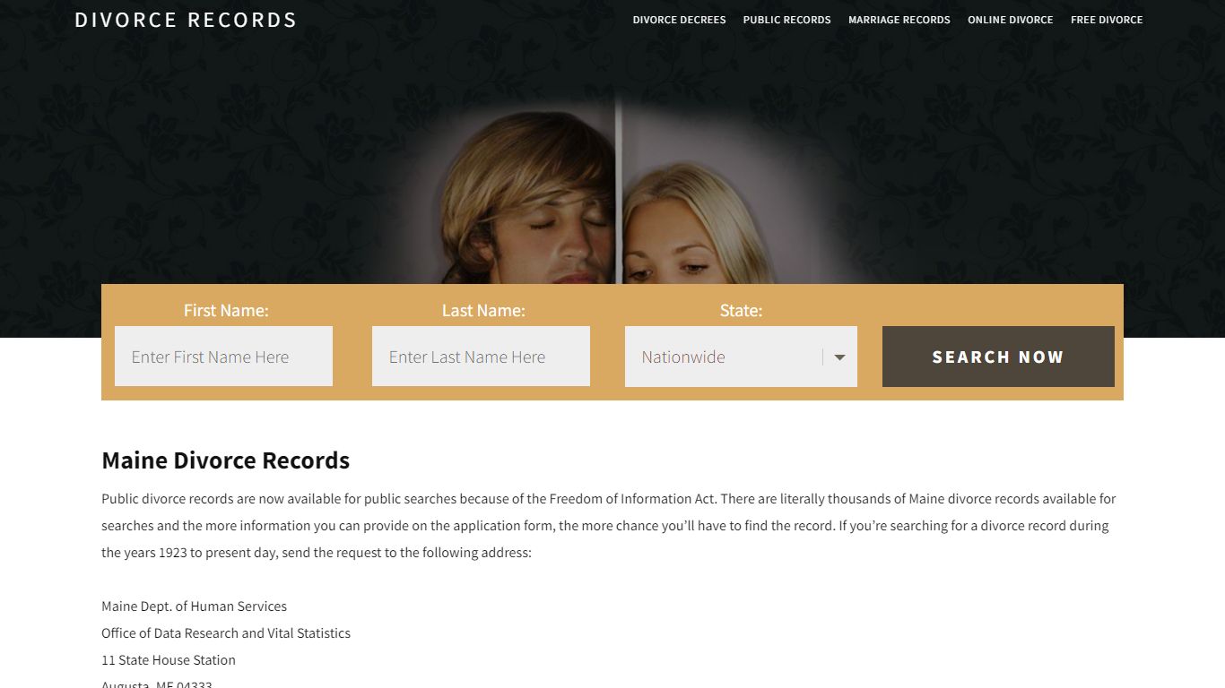 Maine Divorce Records | Enter Name & Search | 14 Days FREE